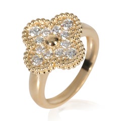 Van Cleef & Arpels Yellow Gold Diamond Vintage Alhambra Ring