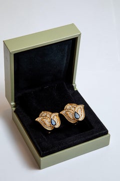 Van Cleef & Arpels Yellow Gold, Diamonds and Sapphire Earrings