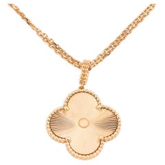 Van Cleef & Arpels Yellow Gold Guilloche Magic Alhambra Necklace VCARP4KO00