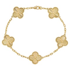 Van Cleef & Arpels Bracelet vintage Alhambra à 5 motifs en or jaune guilloché