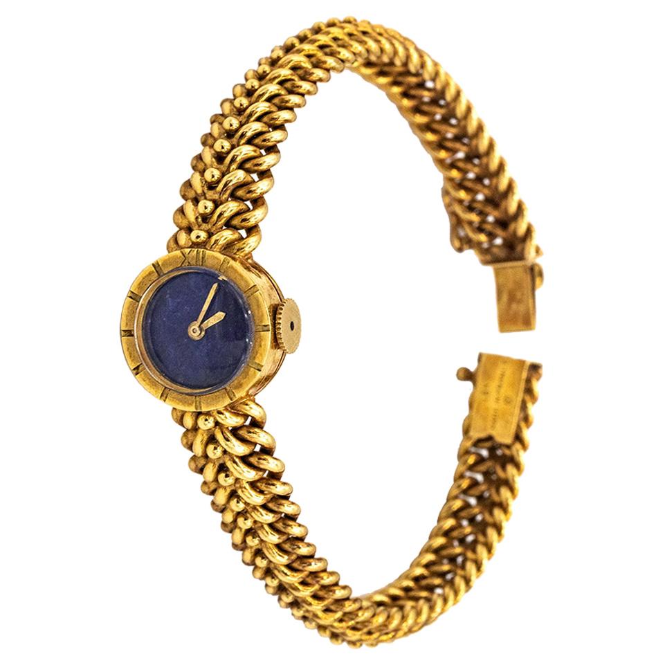 Van Cleef & Arpels Yellow Gold Lapis Dial Ladies Watch, 1960s
