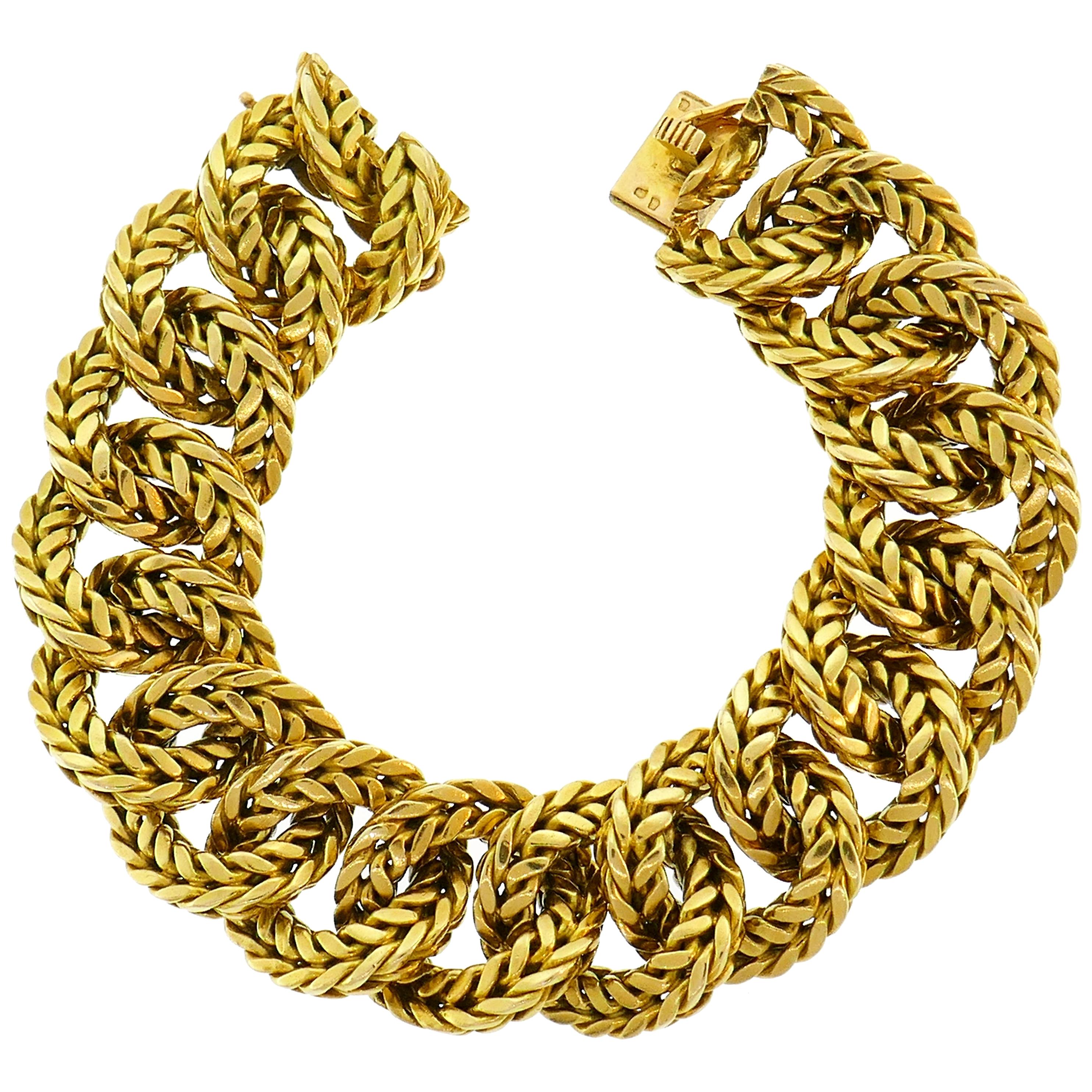Van Cleef & Arpels Yellow Gold Link Chain Bracelet VCA Paris, 1970s