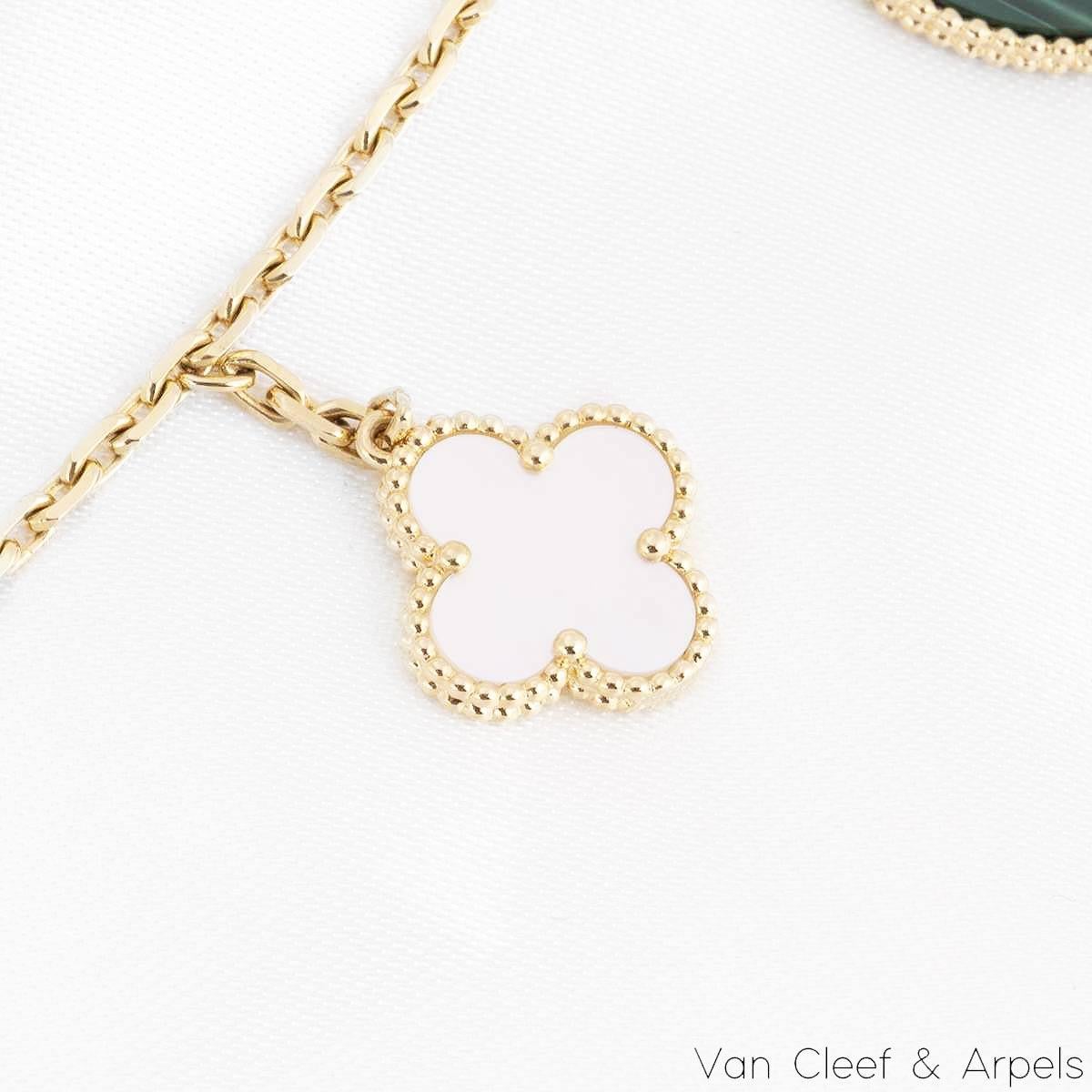 Uncut Van Cleef & Arpels Yellow Gold Lucky Alhambra 4 Motif Bracelet VCARD79600