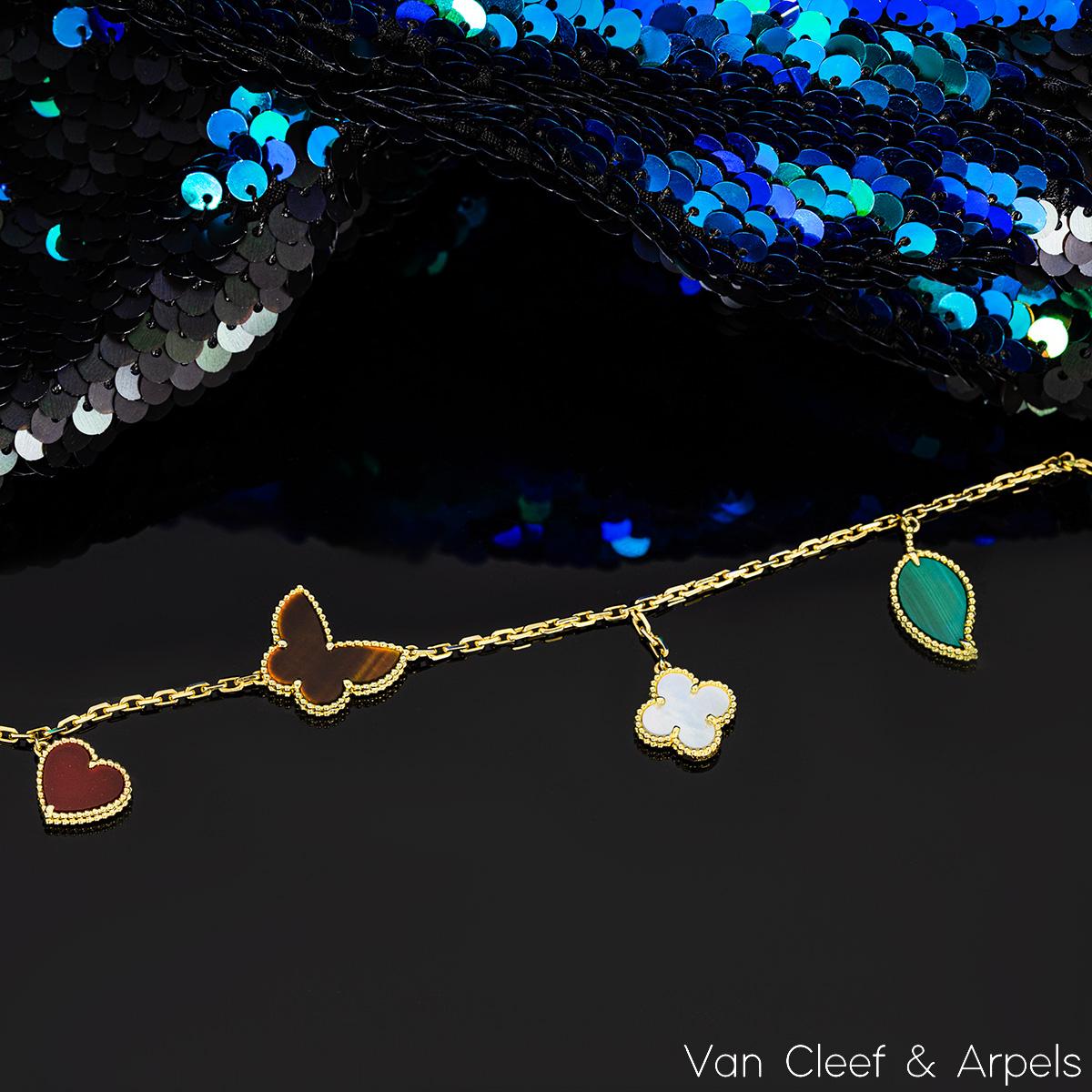 Women's Van Cleef & Arpels Yellow Gold Lucky Alhambra 4 Motif Bracelet VCARD79600