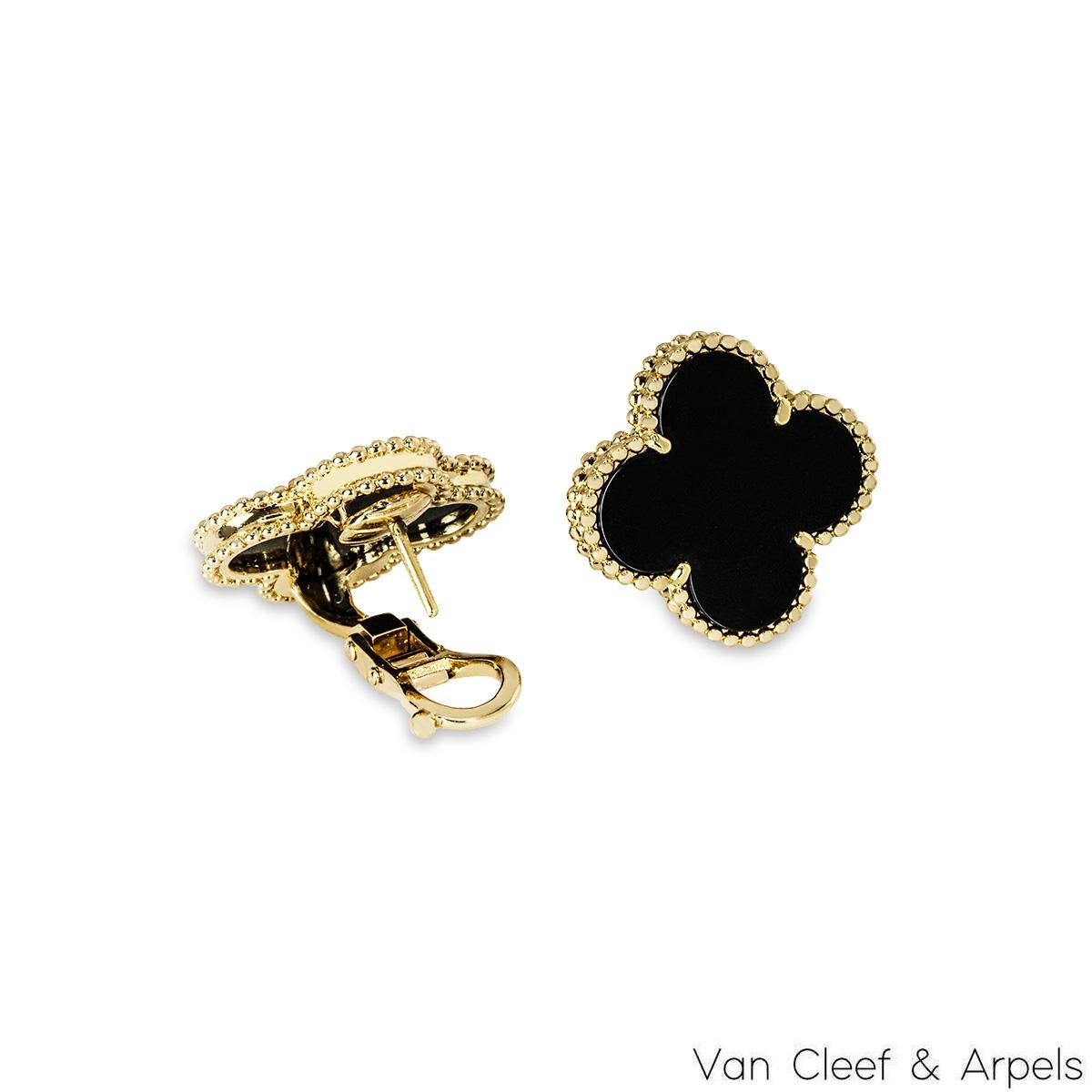 Round Cut Van Cleef & Arpels Yellow Gold Magic Alhambra Earrings VCARA44300