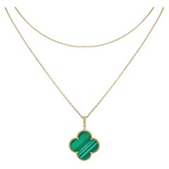 Van Cleef & Arpels Yellow Gold Malachite Magic Alhambra Long Necklace VCARO3MG00