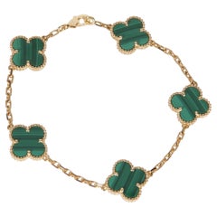 Van Cleef & Arpels Yellow Gold Malachite Vintage Alhambra Bracelet