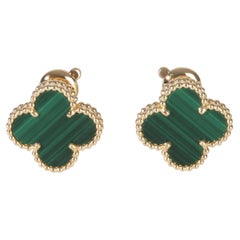 Orecchini Vintage Alhambra in oro giallo e malachite di Van Cleef & Arpels