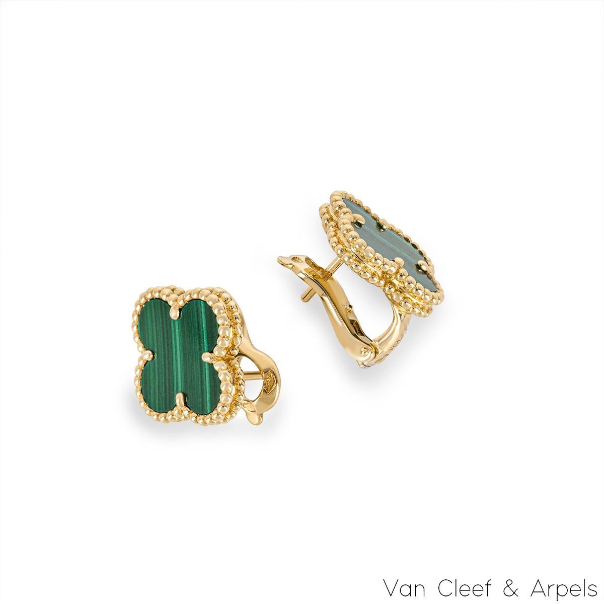 Van Cleef & Arpels Gelbgold Malachit Vintage Alhambra Ohrringe VCARO3QL00 aus Gelbgold Damen
