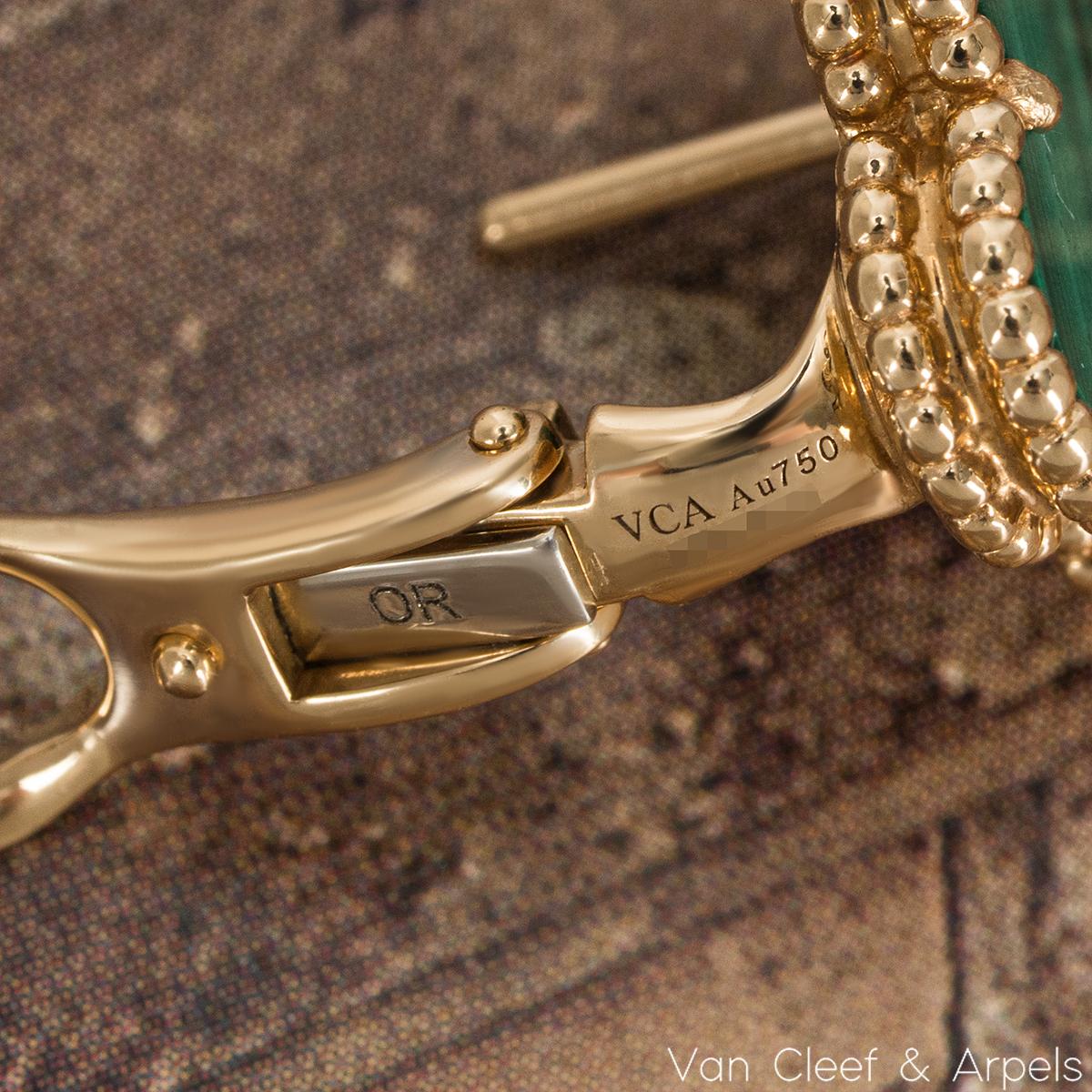 Van Cleef & Arpels Gelbgold Malachit Vintage Alhambra Ohrringe VCARO3QL00 aus Gelbgold 1