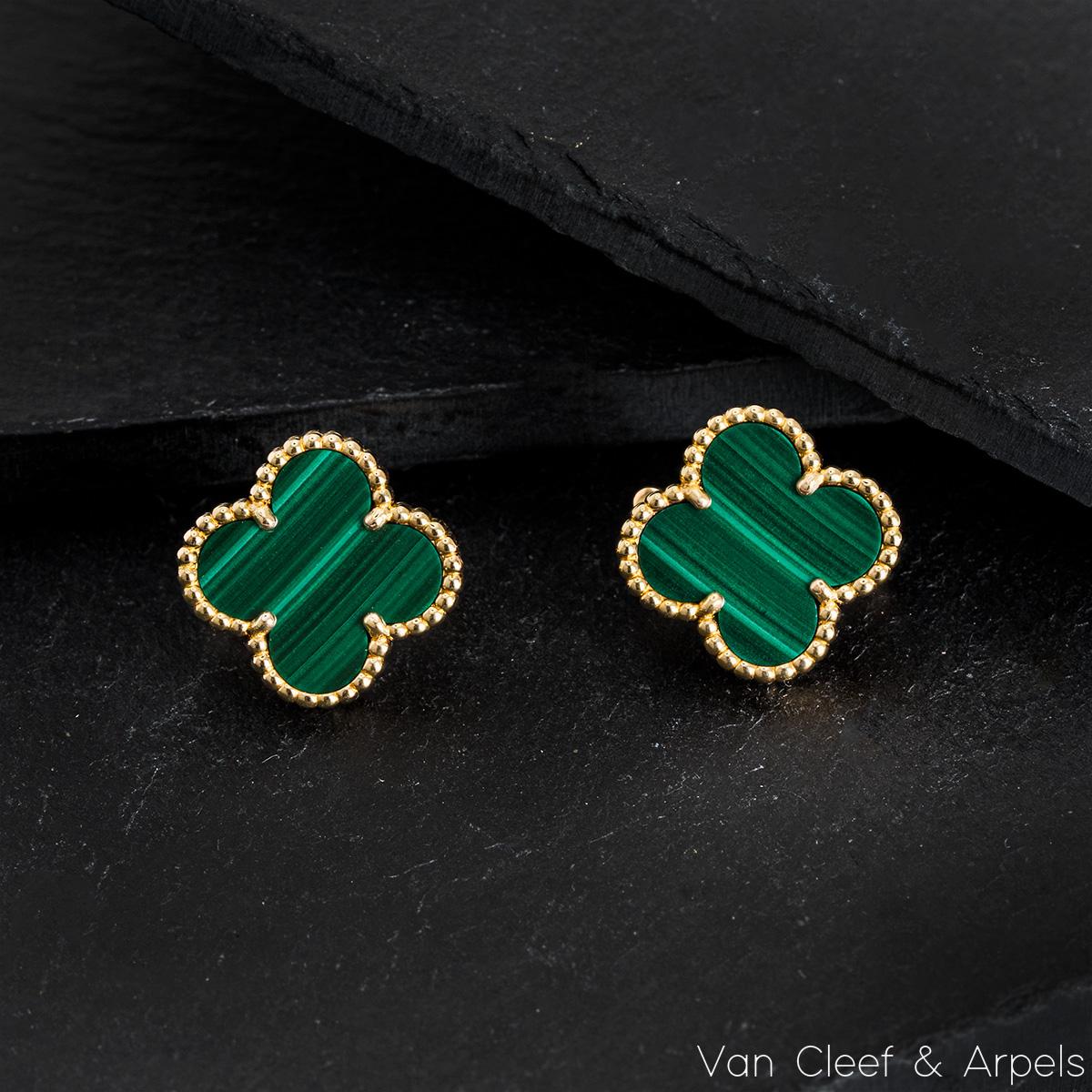 Van Cleef & Arpels Gelbgold Malachit Vintage Alhambra Ohrringe VCARO3QL00 aus Gelbgold 3