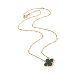 Van Cleef & Arpels Yellow Gold Malachite Vintage Alhambra Pendant