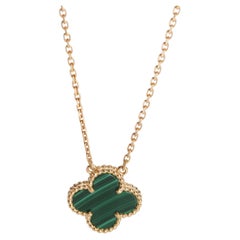 Van Cleef & Arpels Yellow Gold Malachite Vintage Alhambra Pendant