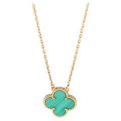 Van Cleef & Arpels Yellow Gold Malachite Vintage Alhambra Pendant