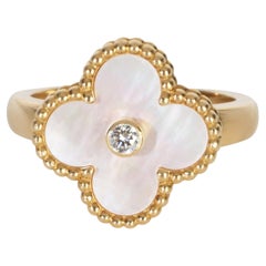Anillo Alhambra Vintage Van Cleef & Arpels Oro Amarillo Nácar y Diamantes