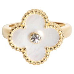 Van Cleef & Arpels Gelbgold Perlmutt und Diamant Vintage Alhambra Ring