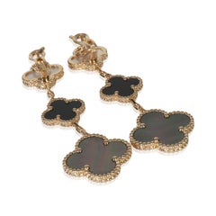 Van Cleef & Arpels Yellow Gold Mother Of Pearl and Onyx Magic Alhambra Earrings