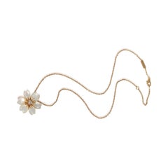 Van Cleef & Arpels Yellow Gold Mother Of Pearl & Diamond Mini Model Rose de Noel