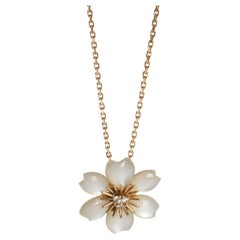 Van Cleef & Arpels Yellow Gold Mother Of Pearl & Diamond Mini Model Rose de Noel