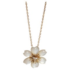 Van Cleef & Arpels Yellow Gold Mother Of Pearl & Diamond Mini Model Rose de Noel