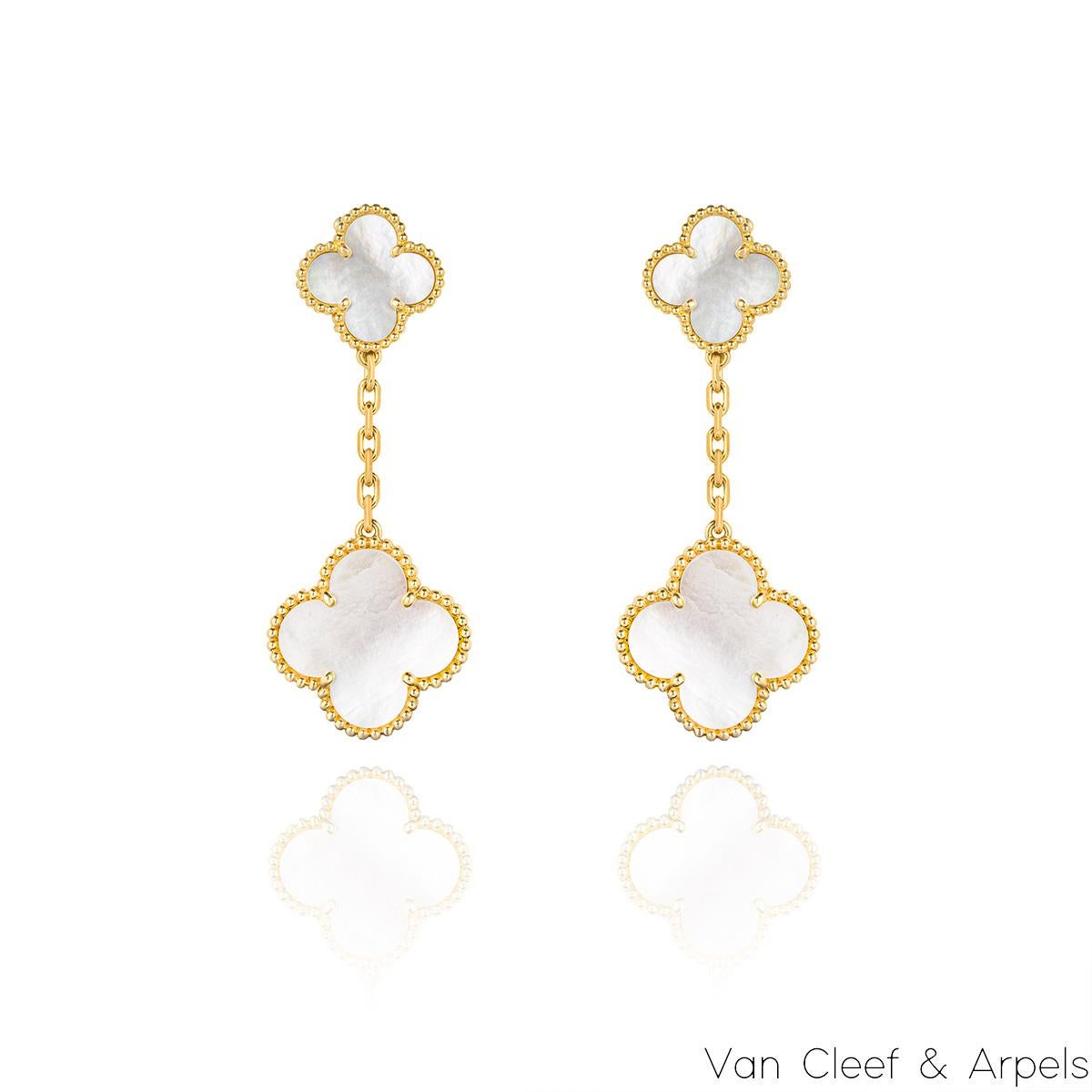 Van Cleef and Arpels Yellow Gold Mother of Pearl Magic Alhambra Earrings  VCARD7880 at 1stDibs