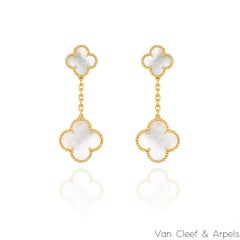 Van Cleef & Arpels Yellow Gold Mother of Pearl Magic Alhambra Earrings VCARD7880