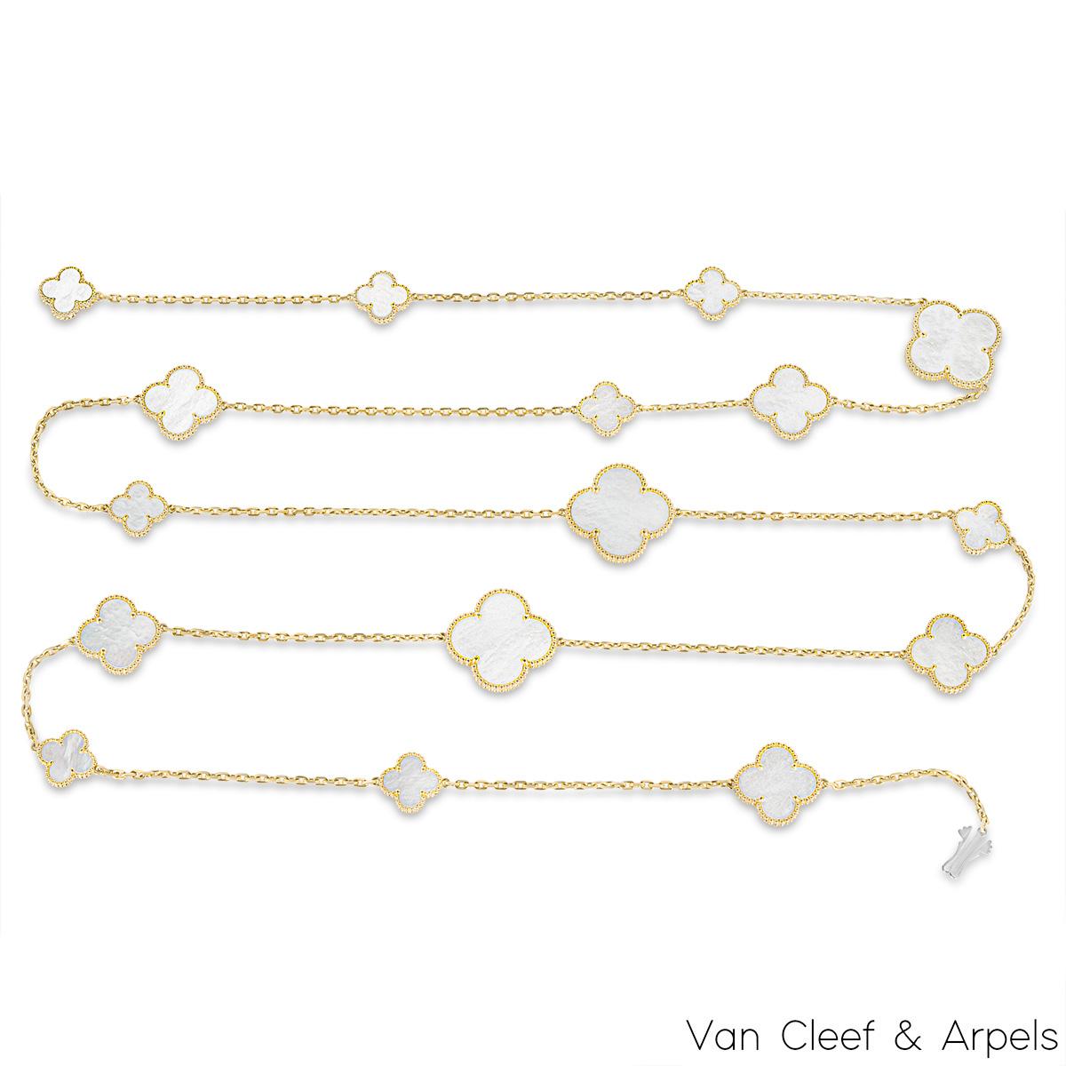Uncut Van Cleef & Arpels Yellow Gold Mother of Pearl Magic Alhambra Necklace VCARD7930 For Sale