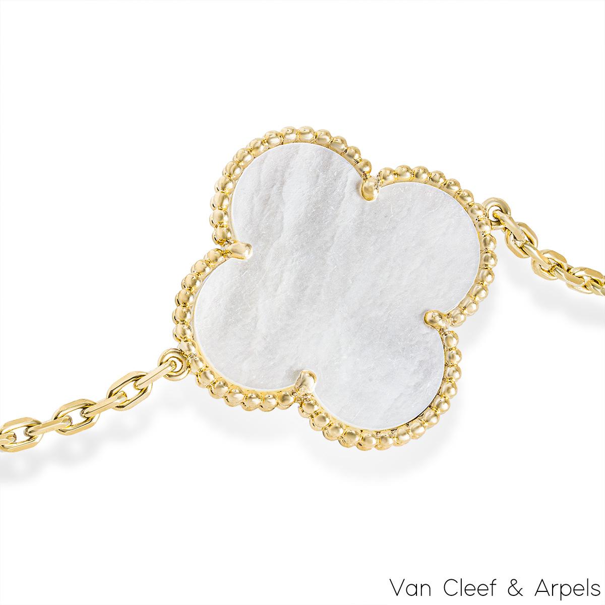 Women's or Men's Van Cleef & Arpels Yellow Gold Mother of Pearl Magic Alhambra Necklace VCARD7930 For Sale