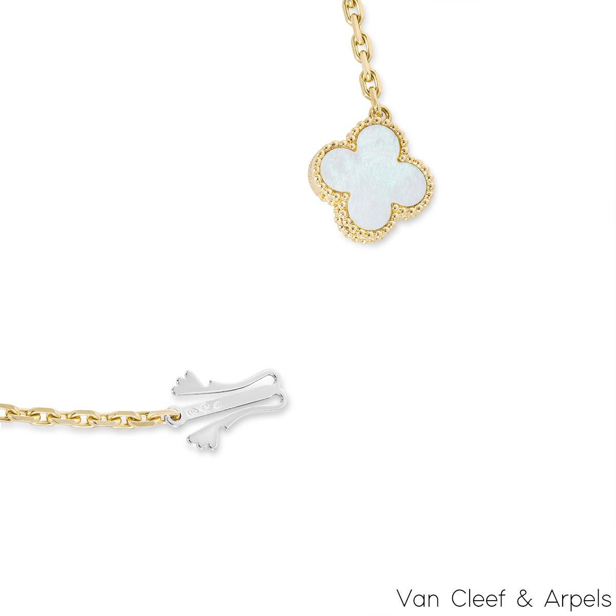 Women's or Men's Van Cleef & Arpels Yellow Gold Mother of Pearl Magic Alhambra Necklace VCARD7930 For Sale