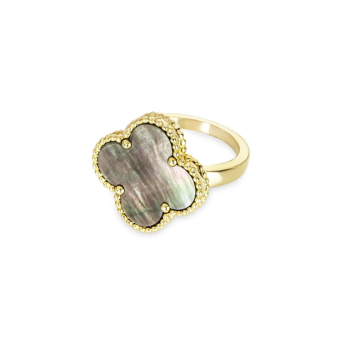Women's or Men's Van Cleef & Arpels Yellow Gold Mother of Pearl Magic Alhambra Ring Size 52 For Sale
