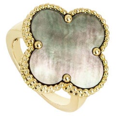 Van Cleef & Arpels Yellow Gold Mother of Pearl Magic Alhambra Ring Size 52