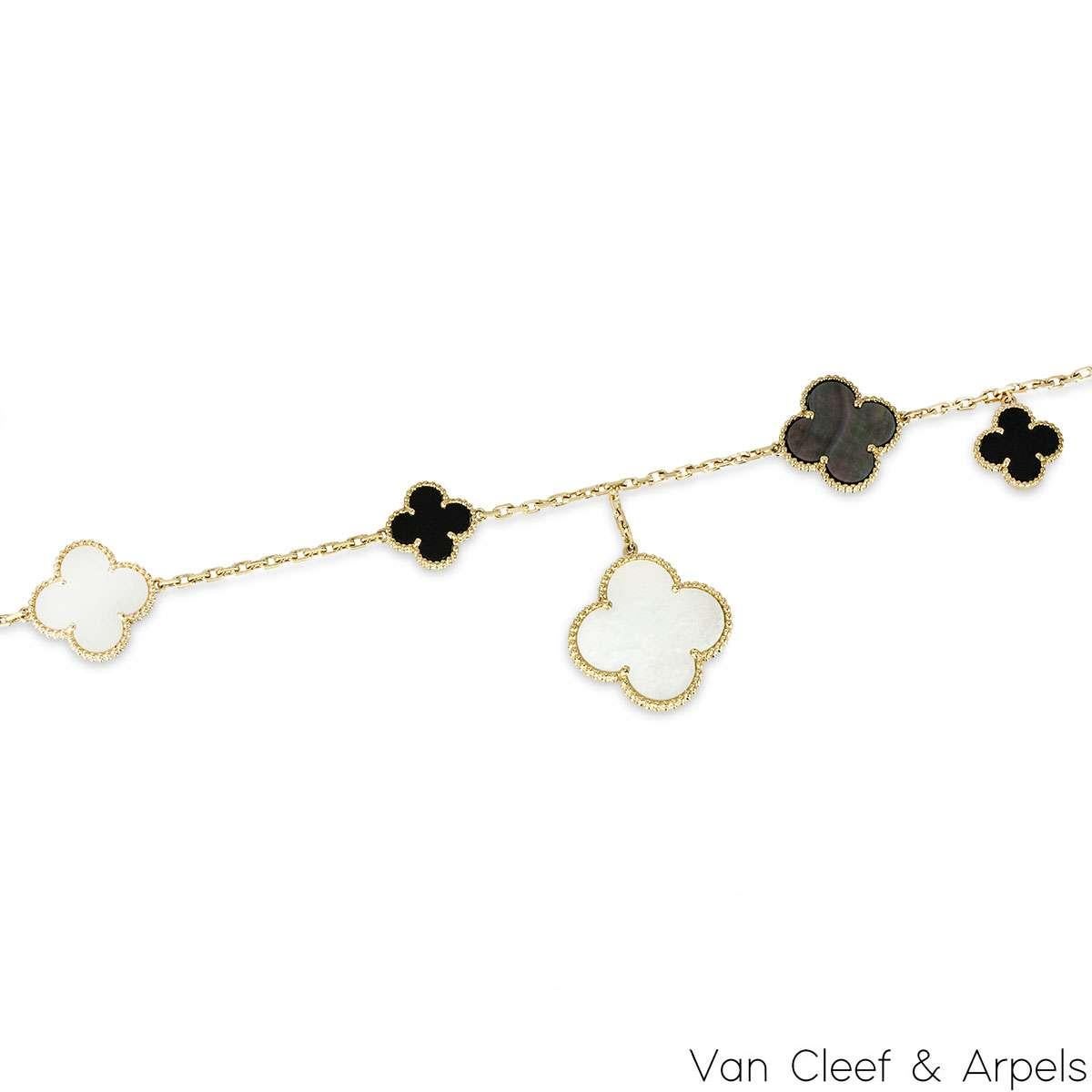 Van Cleef & Arpels Yellow Gold Mother of Pearl & Onyx Magic Alhambra Bracelet VC In Excellent Condition In London, GB