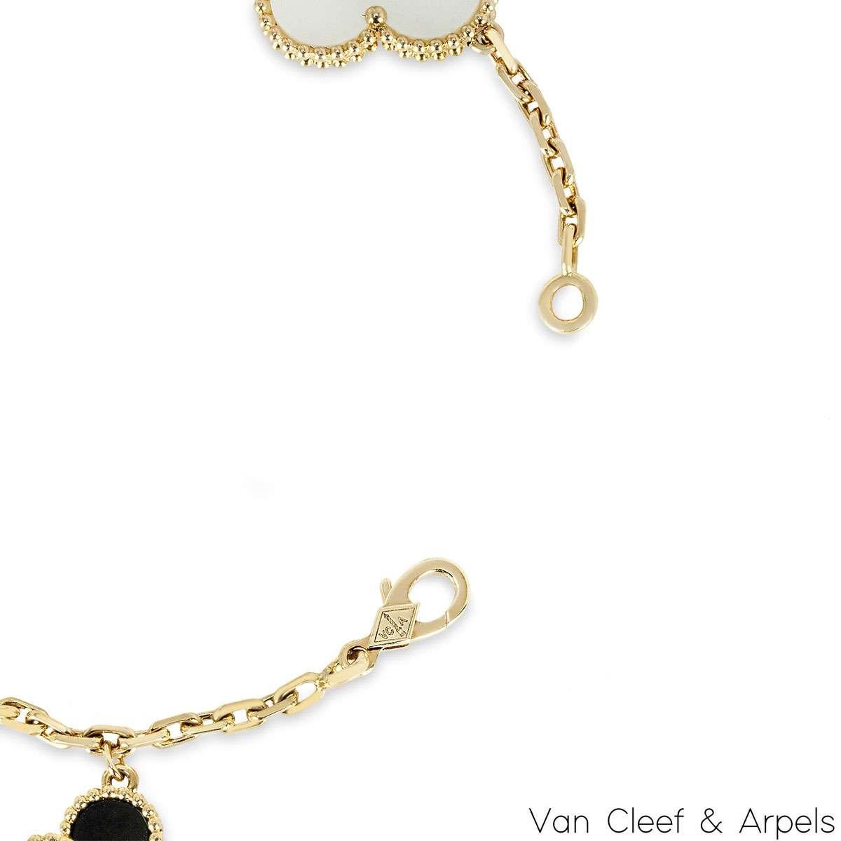 Women's Van Cleef & Arpels Yellow Gold Mother of Pearl & Onyx Magic Alhambra Bracelet VC