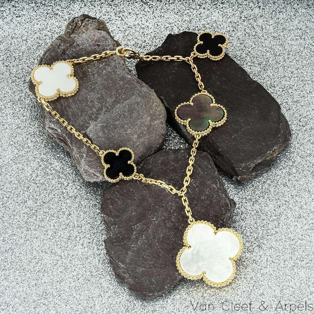 Van Cleef & Arpels Yellow Gold Mother of Pearl & Onyx Magic Alhambra Bracelet VC 2