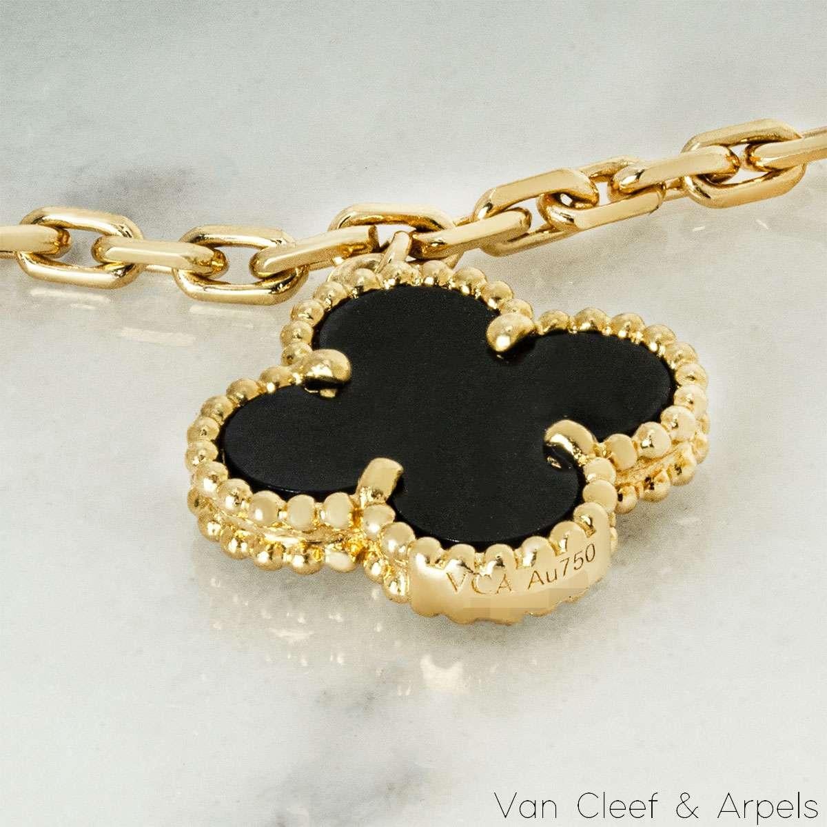 Van Cleef & Arpels Yellow Gold Mother of Pearl & Onyx Magic Alhambra Bracelet VC 3
