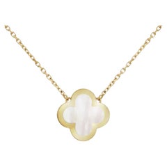 Van Cleef & Arpels Yellow Gold Mother of Pearl Pure Alhambra Pendant Necklace