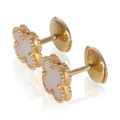 Van Cleef & Arpels Yellow Gold Mother Of Pearl Sweet Alhambra Earrings