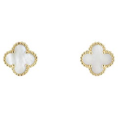 Van Cleef & Arpels Yellow Gold Mother of Pearl Sweet Alhambra Earrings VCARA4480