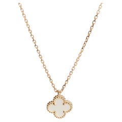 Van Cleef & Arpels Yellow Gold Mother Of Pearl Sweet Alhambra Pendent.