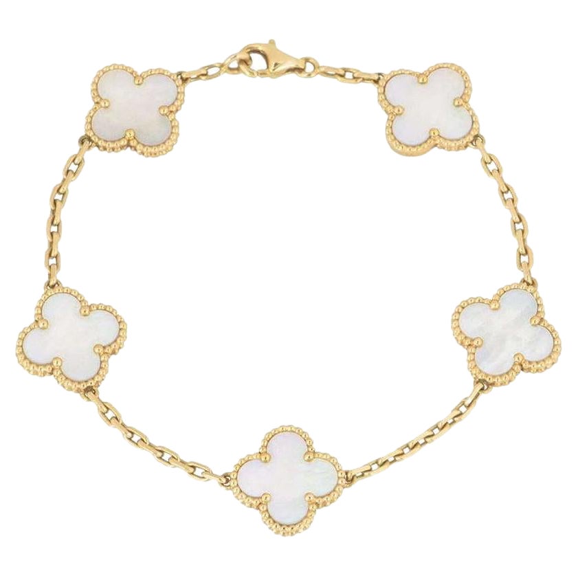 Van Cleef & Arpels Bracelet en or jaune nacre Vintage Alhambra 5 motifs