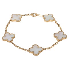 Van Cleef & Arpels Yellow Gold Mother Of Pearl Vintage Alhambra Bracelet
