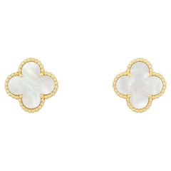 Van Cleef & Arpels Yellow Gold Mother of Pearl Vintage Alhambra Earrings VCARA44