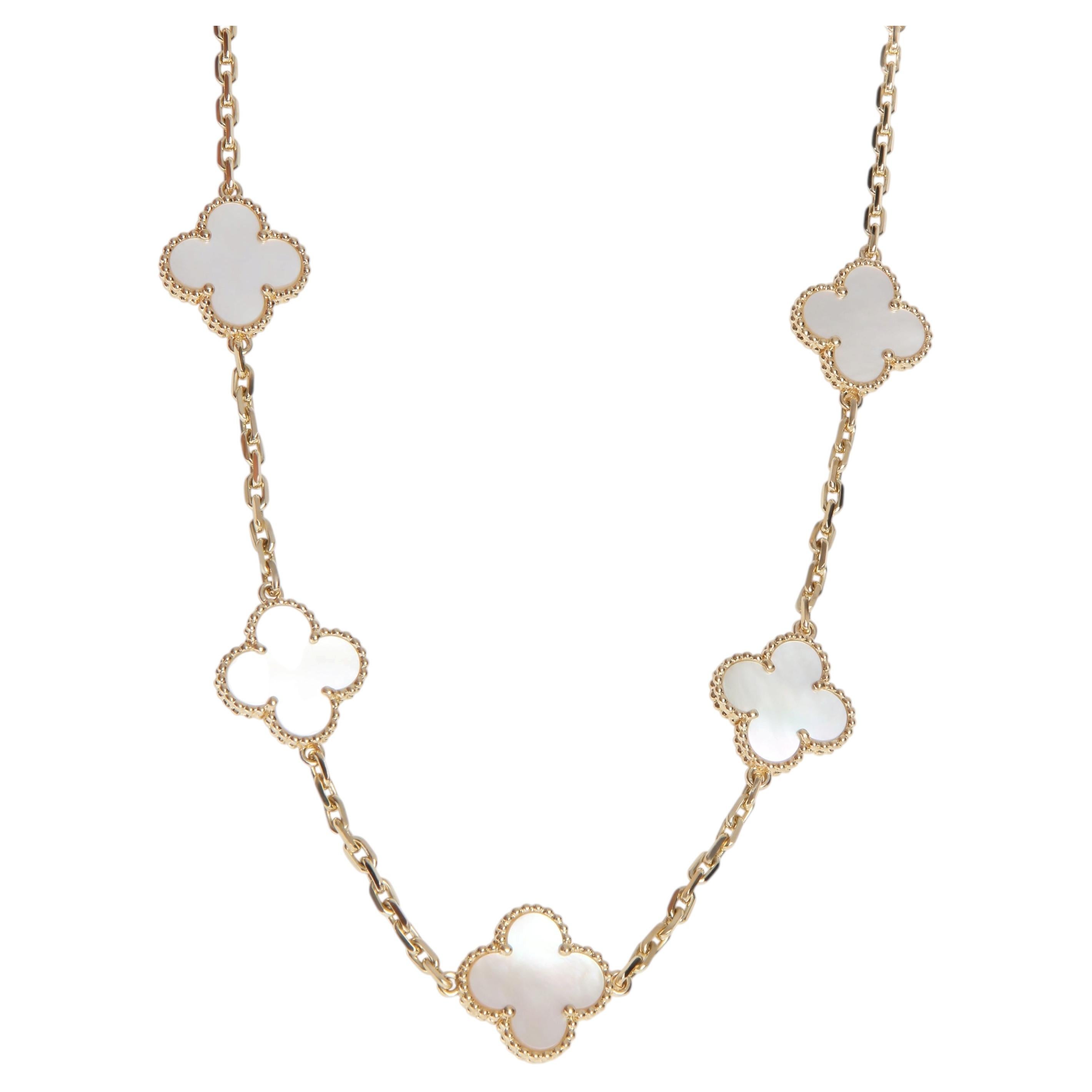 Van Cleef & Arpels Yellow Gold Mother Of Pearl Vintage Alhambra Necklace