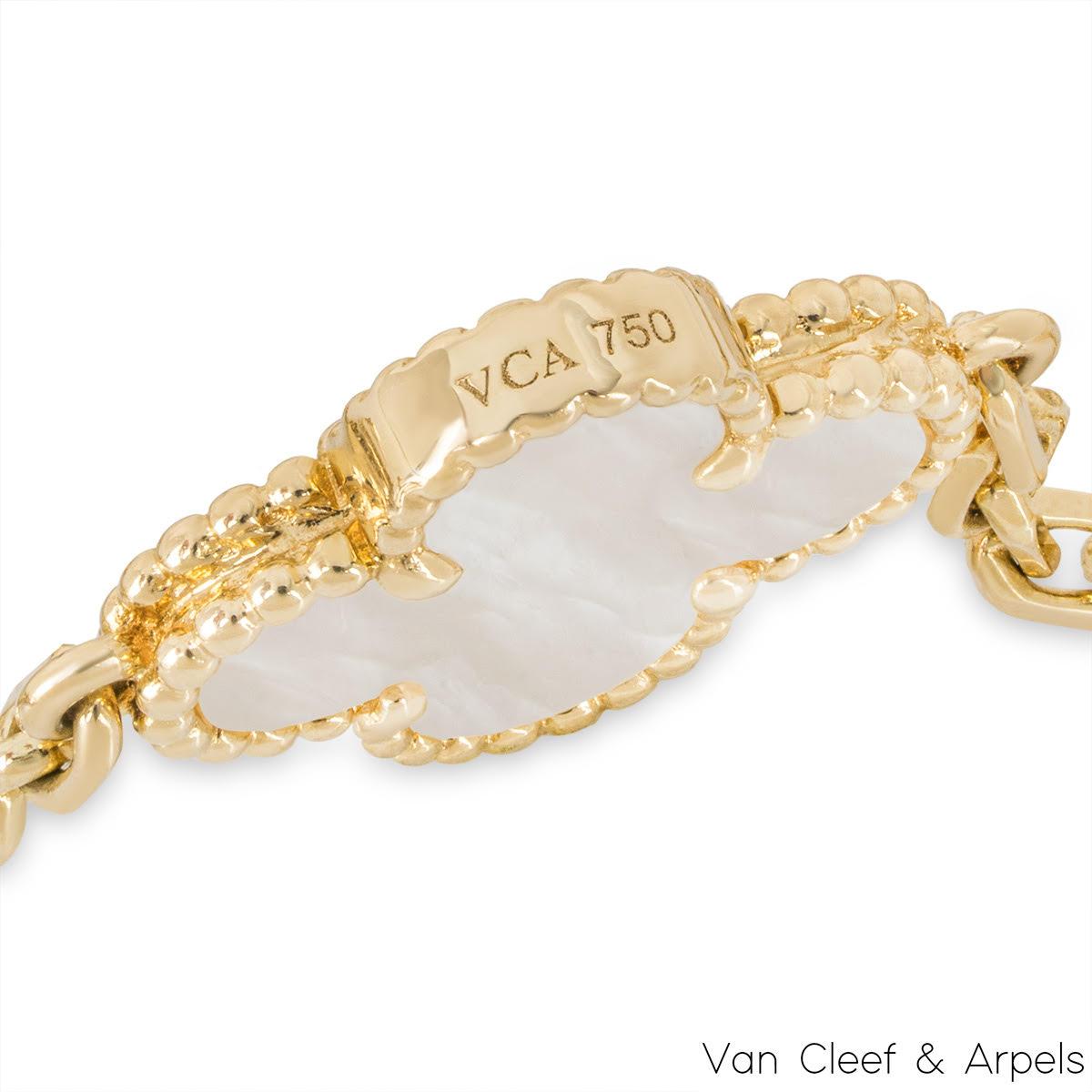 Women's Van Cleef & Arpels Yellow Gold Mother of Pearl Vintage Alhambra Necklace VCARA42