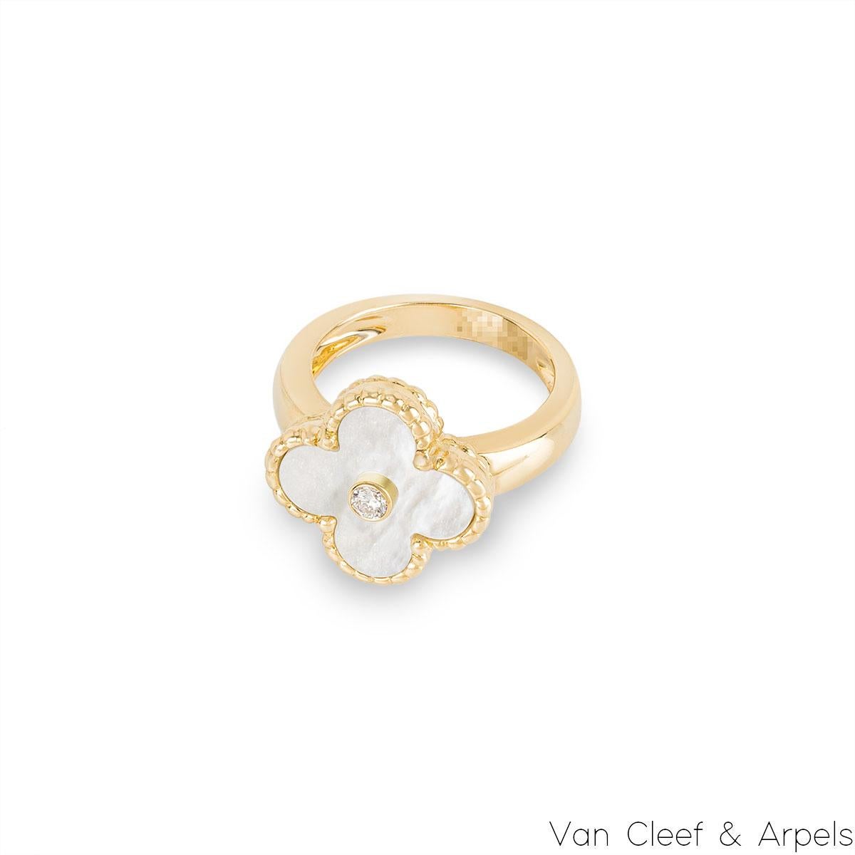 Van Cleef & Arpels Yellow Gold Mother of Pearl Vintage Alhambra Ring VCARA41100 In Excellent Condition For Sale In London, GB