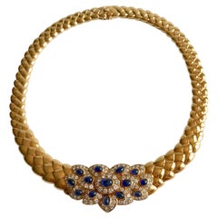 Van Cleef & Arpels Yellow Gold Necklace, Cabochon Sapphires and Diamonds