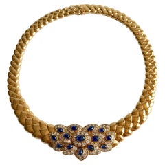 Van Cleef & Arpels Halskette aus Gelbgold, Cabochon-Saphire und Diamanten