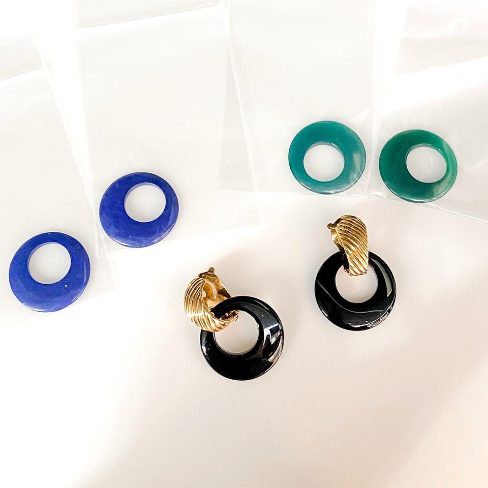 Van Cleef & Arpels Yellow Gold Onyx Lapis Malachite Door Knocker Earrings 3