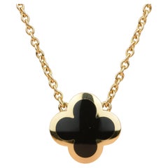 Van Cleef & Arpels Yellow Gold Onyx Pure Alhambra Pendant Necklace