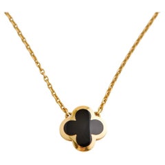 Collar Colgante Van Cleef & Arpels Oro Amarillo Ónix Puro Alhambra